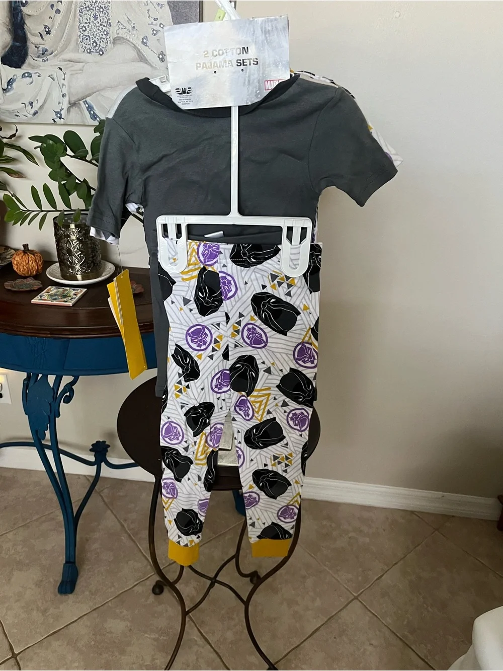 NWT Marvel Boy's 4-Piece Black Panther Cotton Pajama Set - T-shirt + Shorts 4